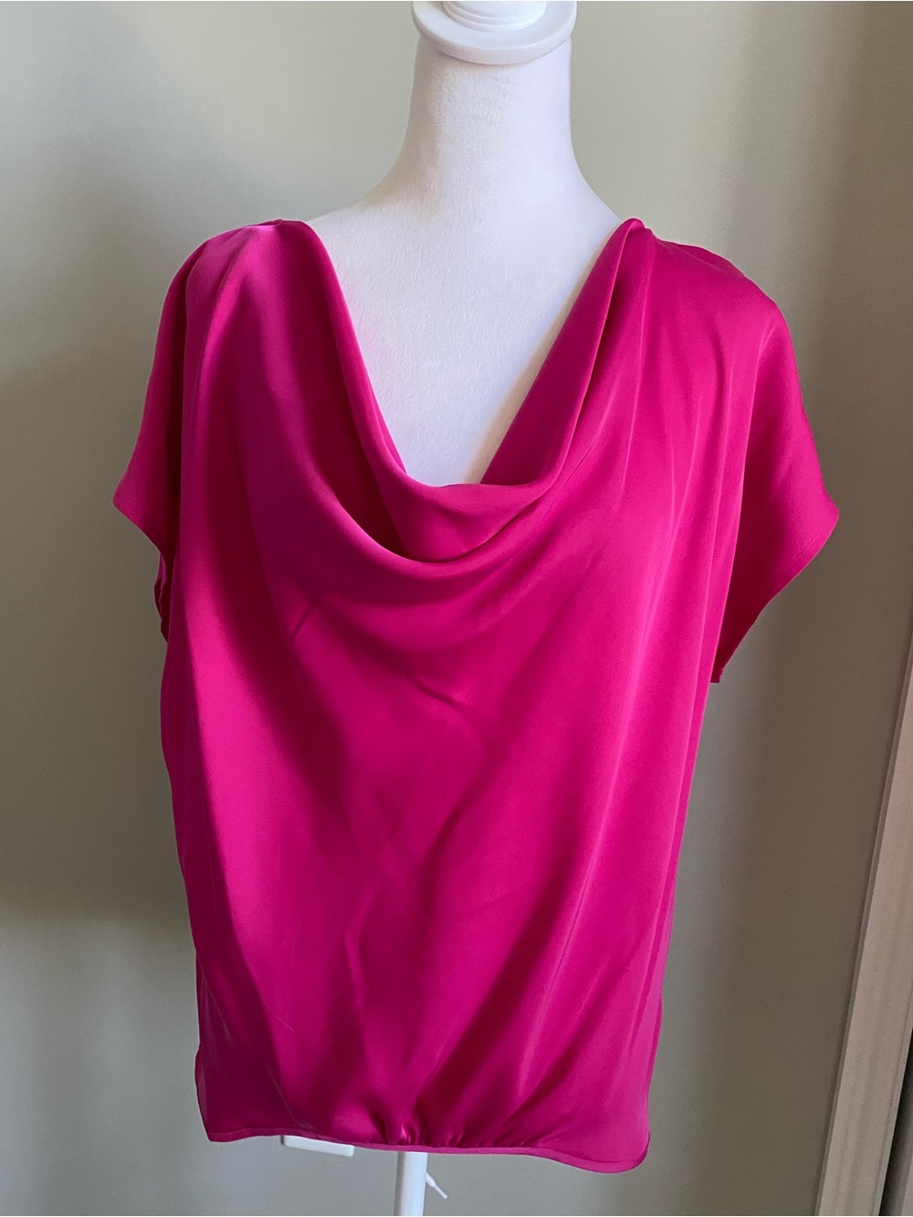 INC International Concepts Hot Pink Draped Cowl Neck Blouse